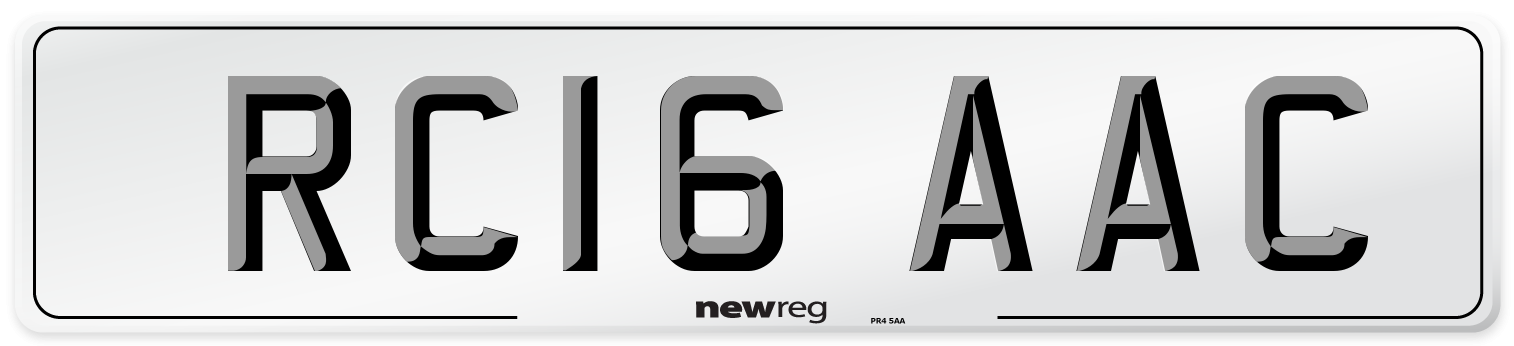 RC16 AAC Number Plate from New Reg